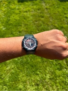 G-Shock GA-2100, Men's Black Resin Watch with Red Accents